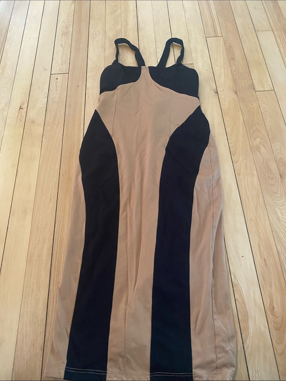 Anthropologie Sleeveless Two-Tone Black and Tan Bodycon Dress